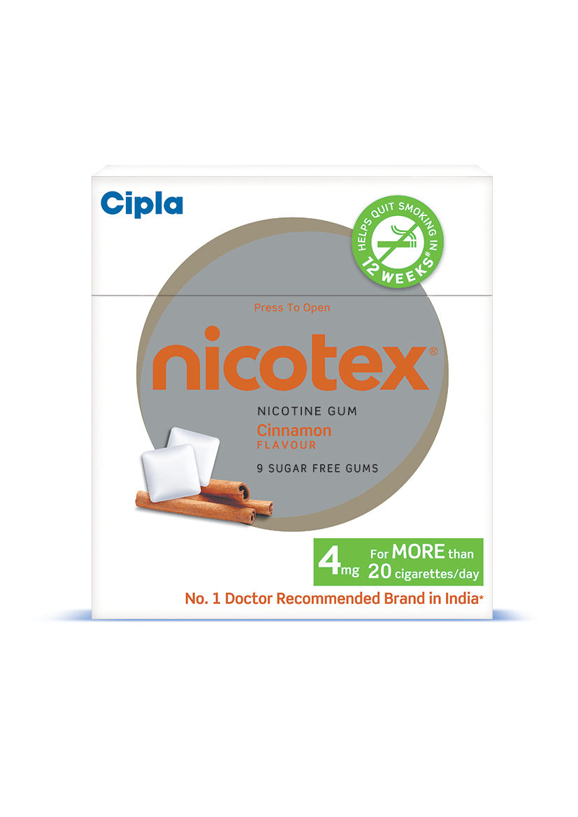 Buy Nicotex 4mg Cinnamon Flavour Sugar Free Gum 9's Online
