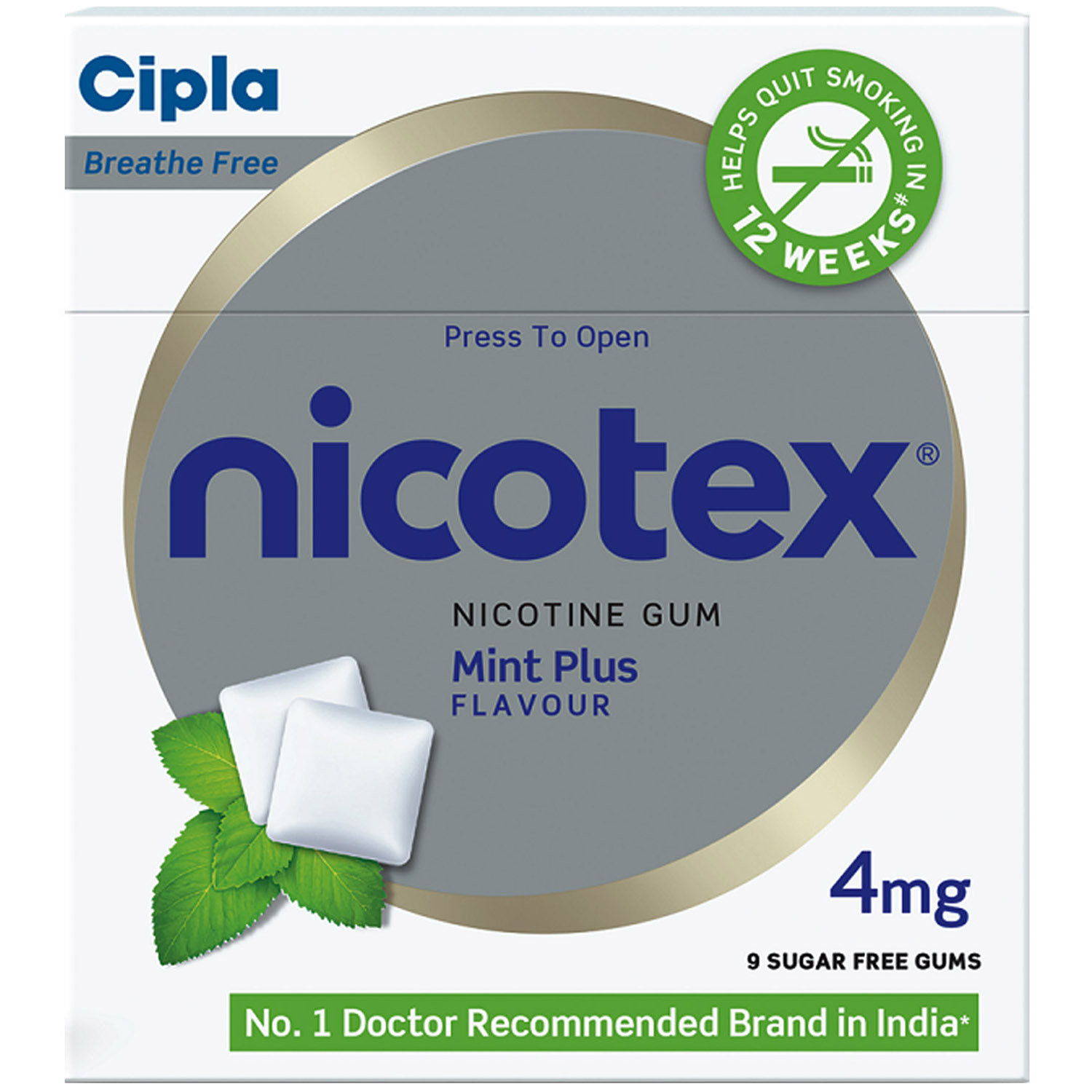 Nicotex Teeth Whitening Mint Plus 4mg, Pack of 1 Chewing Gums Nicotex Teeth Whitening Mint Plus 4mg, Pack of 1 Chewing Gums