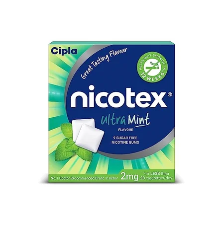 Nicotex 2mg Sugar Free Ultra Mint Flavour Nicotine Gums, 9 Count
