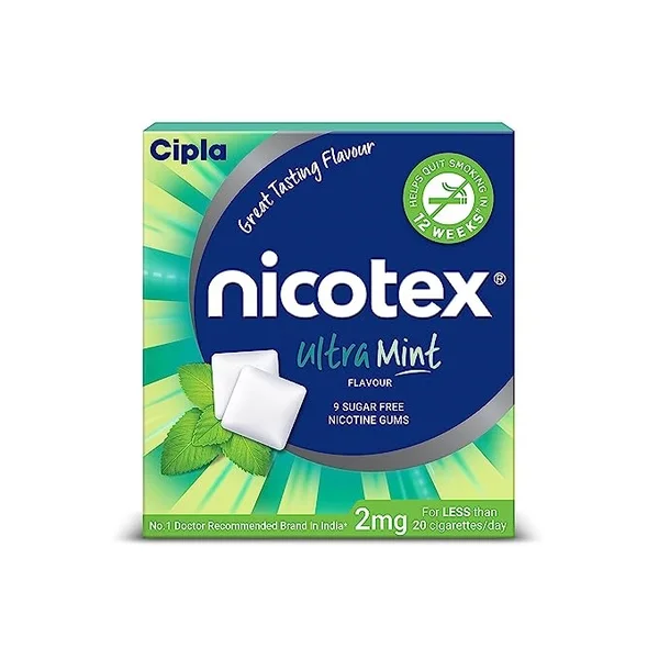 Nicotex 2mg Sugar Free Ultra Mint Gums 9's, Pack of 9 Chewing GumS
