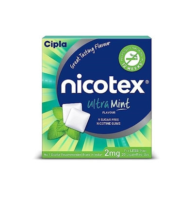 Nicotex 2 mg Sugar Free Ultra Mint Gums 9's, Pack of 9 Chewing GumS