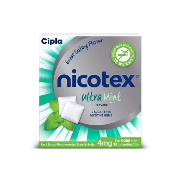 Nicotex 4mg Sugar Free Ultra Mint Gums 9's, Pack of 1 Chewing Gum