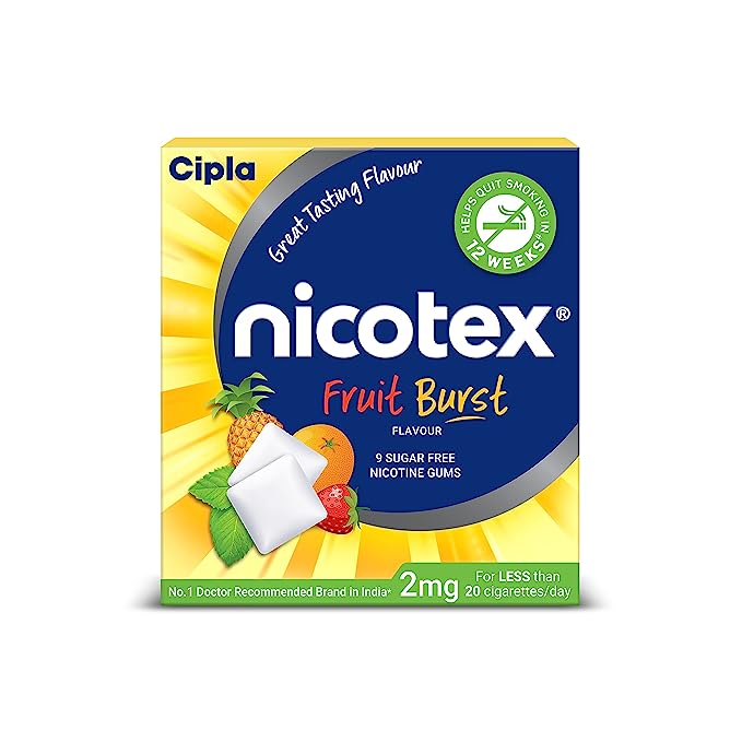 Buy Nicotex 2 mg Sugar Free Fruit Burst Gums 9's Online