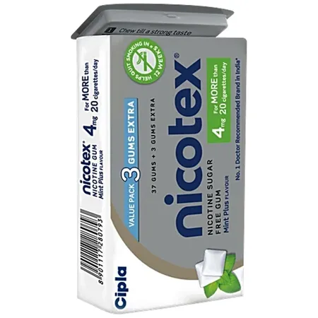 Nicotex 4mg Sugar Free Mint Plus Flavour Nicotine Gums, 40 Count