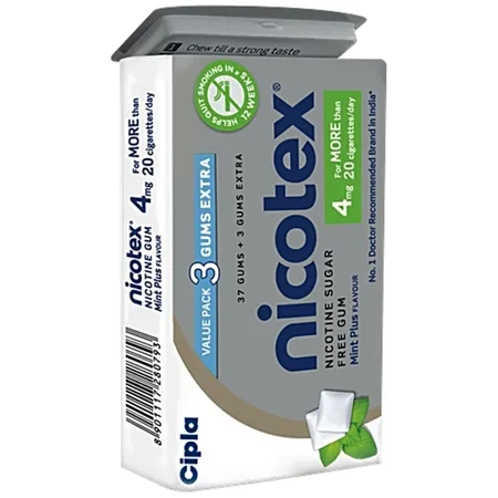Nicotex 4mg Sugar Free Mint Plus Flavour Nicotine Gums, 40 Count