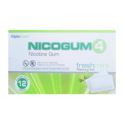 Nicogum 4 Nicotine Gum Freshmint Flavour, 12 Chewing Gums, Pack of 1