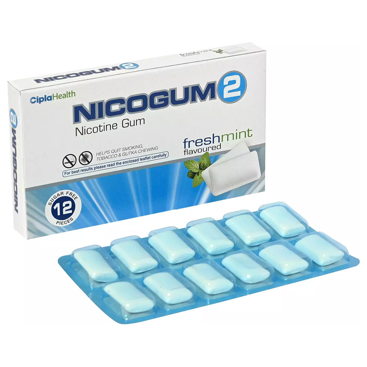 Nicogum 2 Nicotine Gum Freshmint Flavour, 12 Chewing Gums, Pack of 1 Nicogum 2 Nicotine Gum Freshmint Flavour, 12 Chewing Gums, Pack of 1