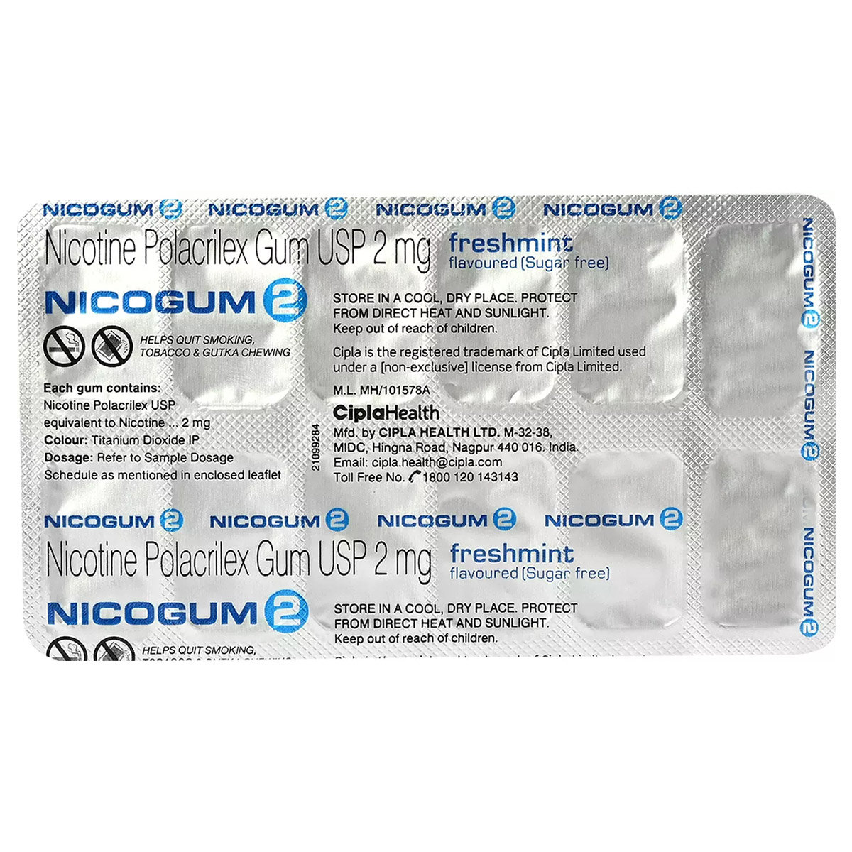 Nicogum 2 Nicotine Gum Freshmint Flavour, 12 Chewing Gums, Pack of 1 Nicogum 2 Nicotine Gum Freshmint Flavour, 12 Chewing Gums, Pack of 1