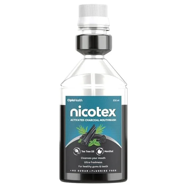 Nicotex Activated Charcoal Mouth Wash, 250 ml, Pack of 1