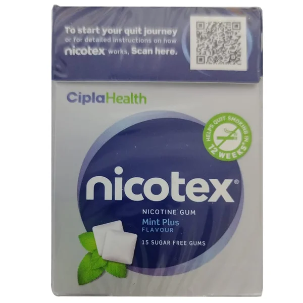Nicotex 2mg Sugar Free Mint Plus Flavour Nicotine Gum, 15 Count