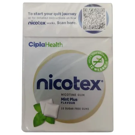 Nicotex 4mg Sugar Free Mint Plus Flavour Nicotine Gums, 15 Count