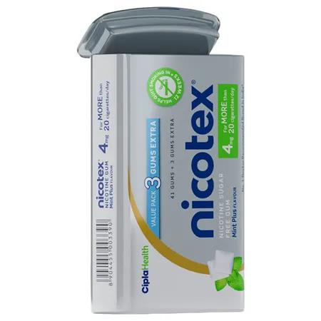 Nicotex 4mg Sugar Free Mint Plus Flavour Nicotine Gums, 41 Count