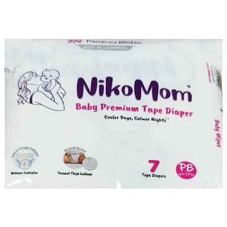 Nikomom Baby Premium Tape Diapers New Born, 7 Count