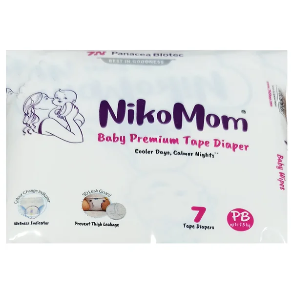 Nikomom Baby Premium Tape Diapers New Born, 7 Count, Pack of 1