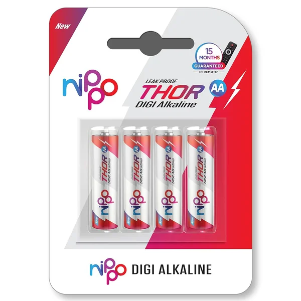 Nippo Thor Digi Alkaline AA Battery, 4 Count, Pack of 1