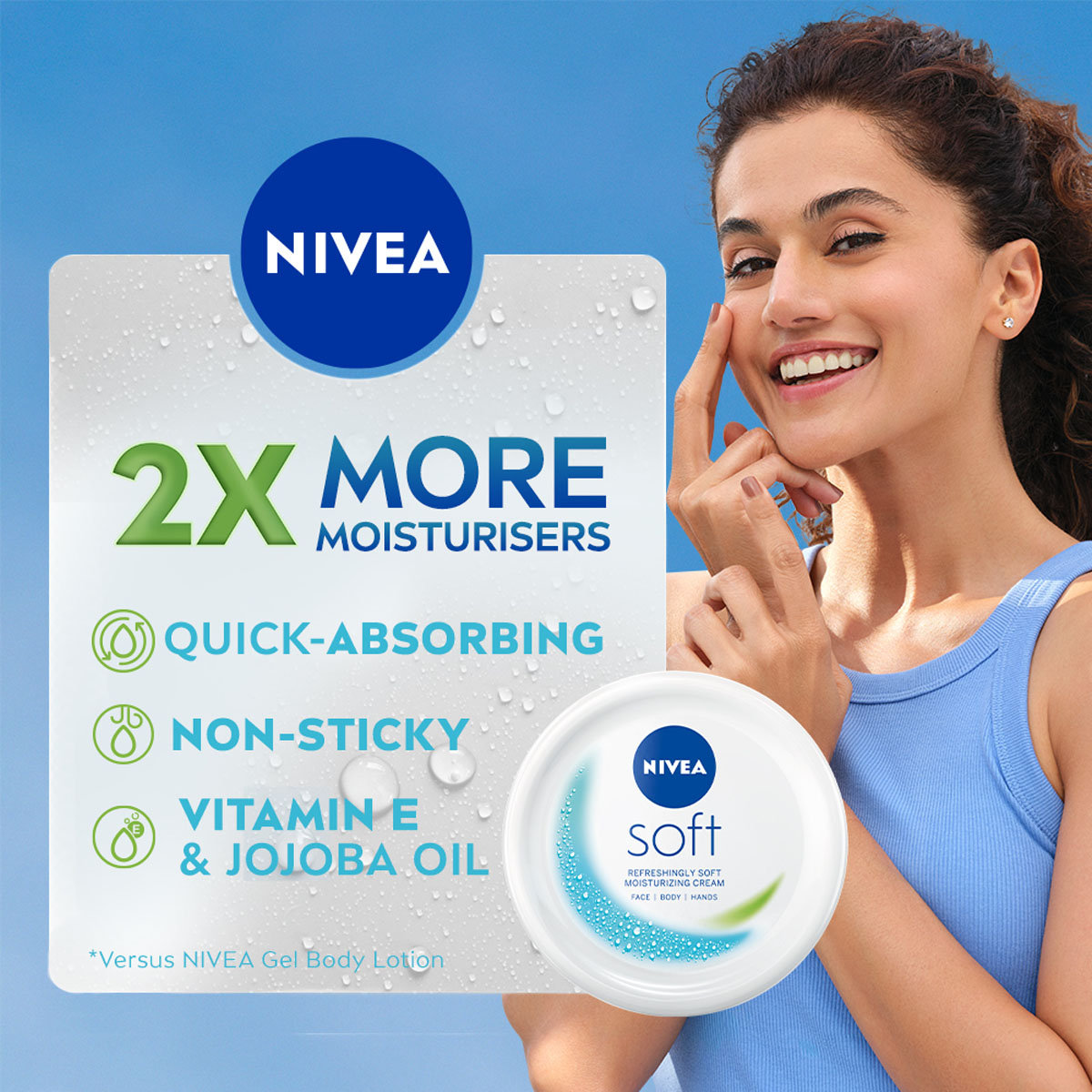 Nivea Soft Light Moisturiser Cream 100 ml | Enriched With Vitamin E & Jojoba Oil | Non Greasy | Moisturises Skin | Makes Skin Soft & Supple | All Purposes Cream | For Face, Body & Hands | For All Skin Type, Pack of 1 Nivea Soft Light Moisturiser Cream 100 ml | Enriched With Vitamin E & Jojoba Oil | Non Greasy | Moisturises Skin | Makes Skin Soft & Supple | All Purposes Cream | For Face, Body & Hands | For All Skin Type, Pack of 1