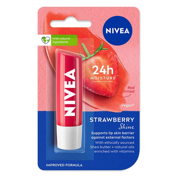 Nivea Strawberry Shine Caring Lip Balm, 4.8 gm, Pack of 1