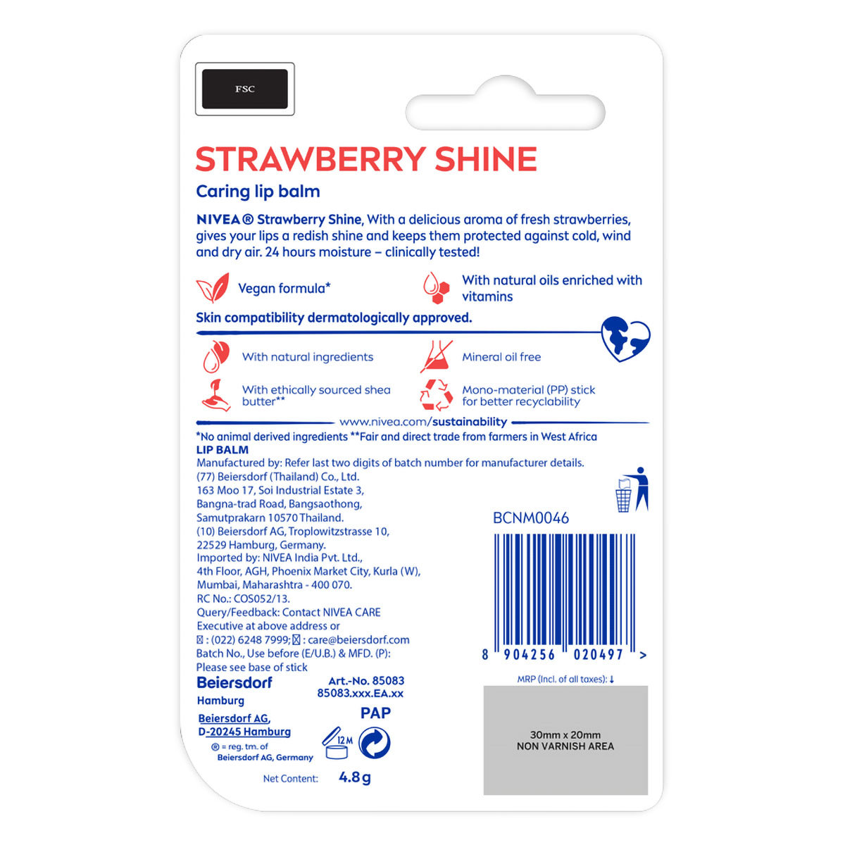 Nivea Strawberry Shine Caring Lip Balm, 4.8 gm, Pack of 1 Nivea Strawberry Shine Caring Lip Balm, 4.8 gm, Pack of 1