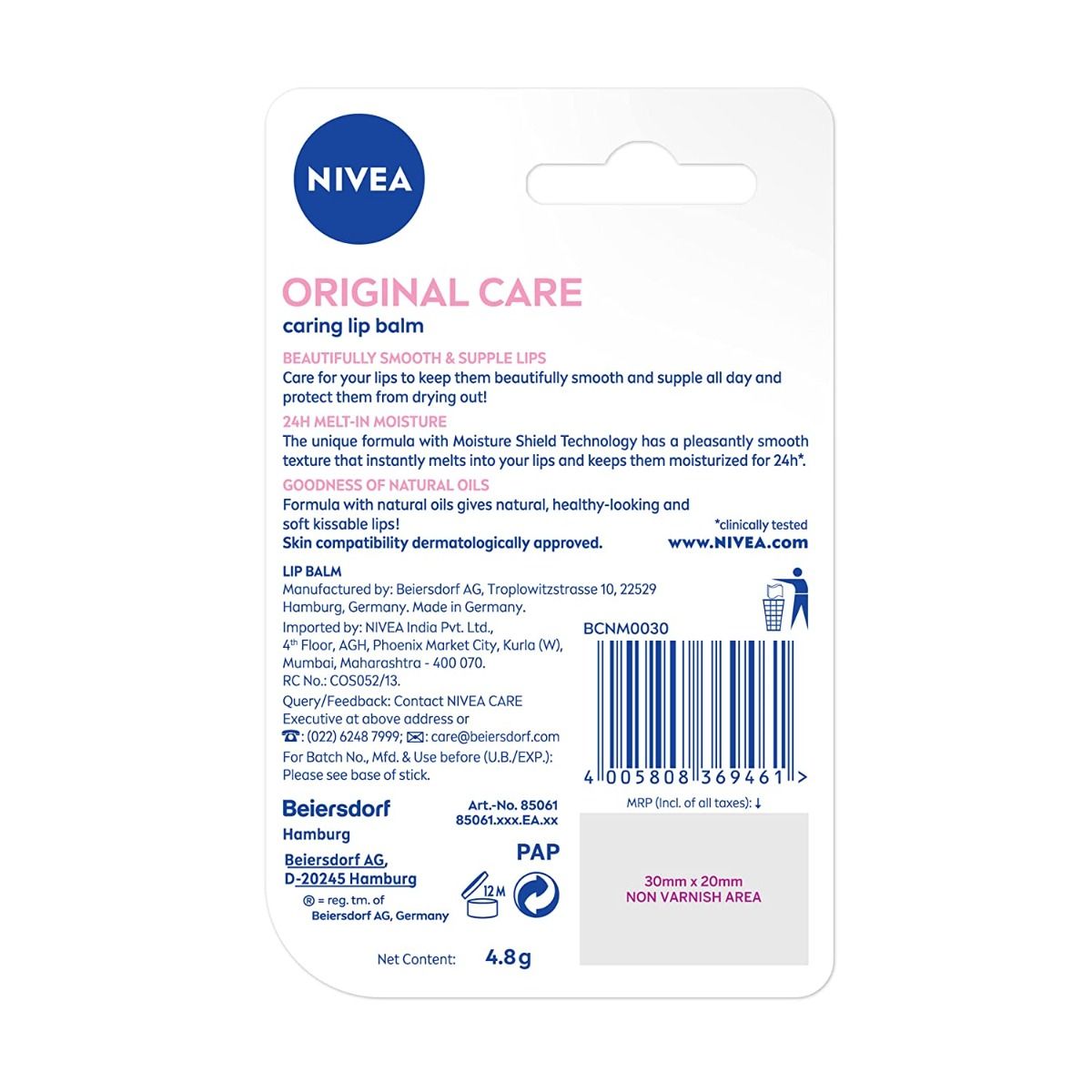 Nivea Original Care Caring Lip Balm 4 8 Gm Price Uses Side Effects