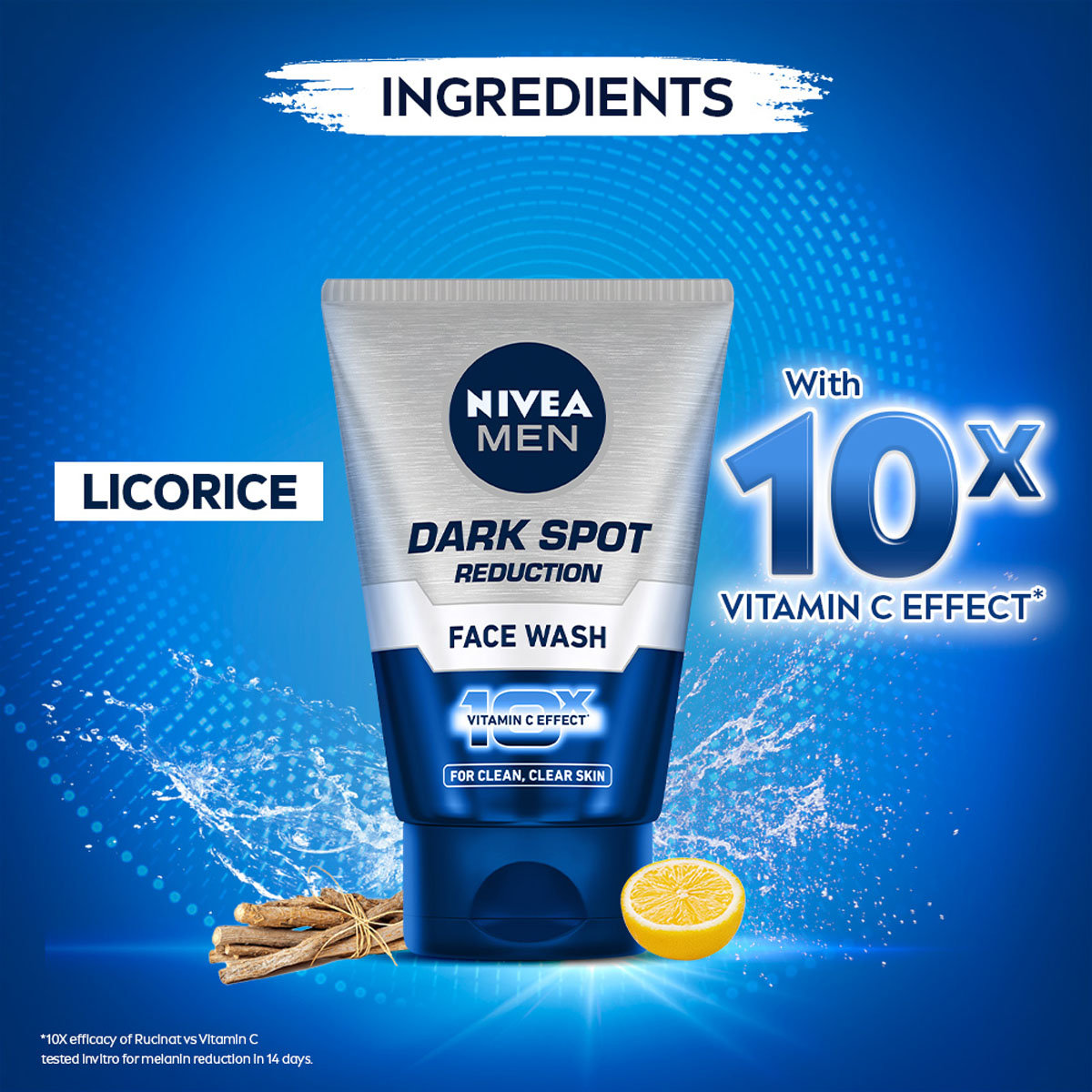 Nivea Men Dark Spot Reduction Face Wash 100 gm | With Ginko and Ginseng Extracts | 10X Vitamin C Effect For Clear Skin | Reduce Dark Spot | For All Skin Type, Pack of 1 Nivea Men Dark Spot Reduction Face Wash 100 gm | With Ginko and Ginseng Extracts | 10X Vitamin C Effect For Clear Skin | Reduce Dark Spot | For All Skin Type, Pack of 1