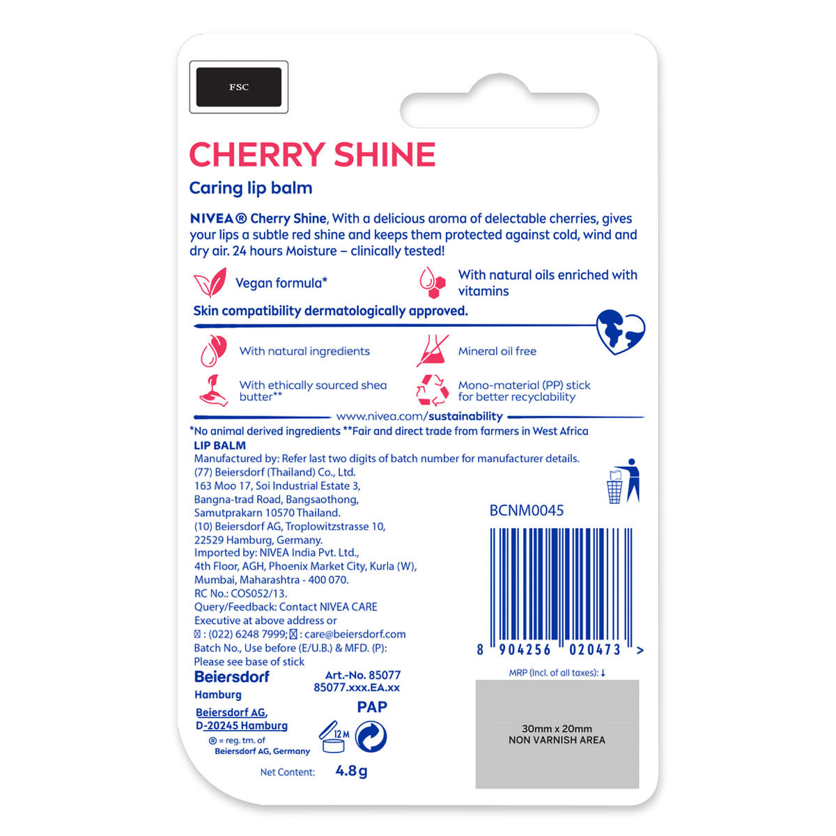 Nivea Cherry Shine Caring Lip Balm, 4.8 gm, Pack of 1 Nivea Cherry Shine Caring Lip Balm, 4.8 gm, Pack of 1