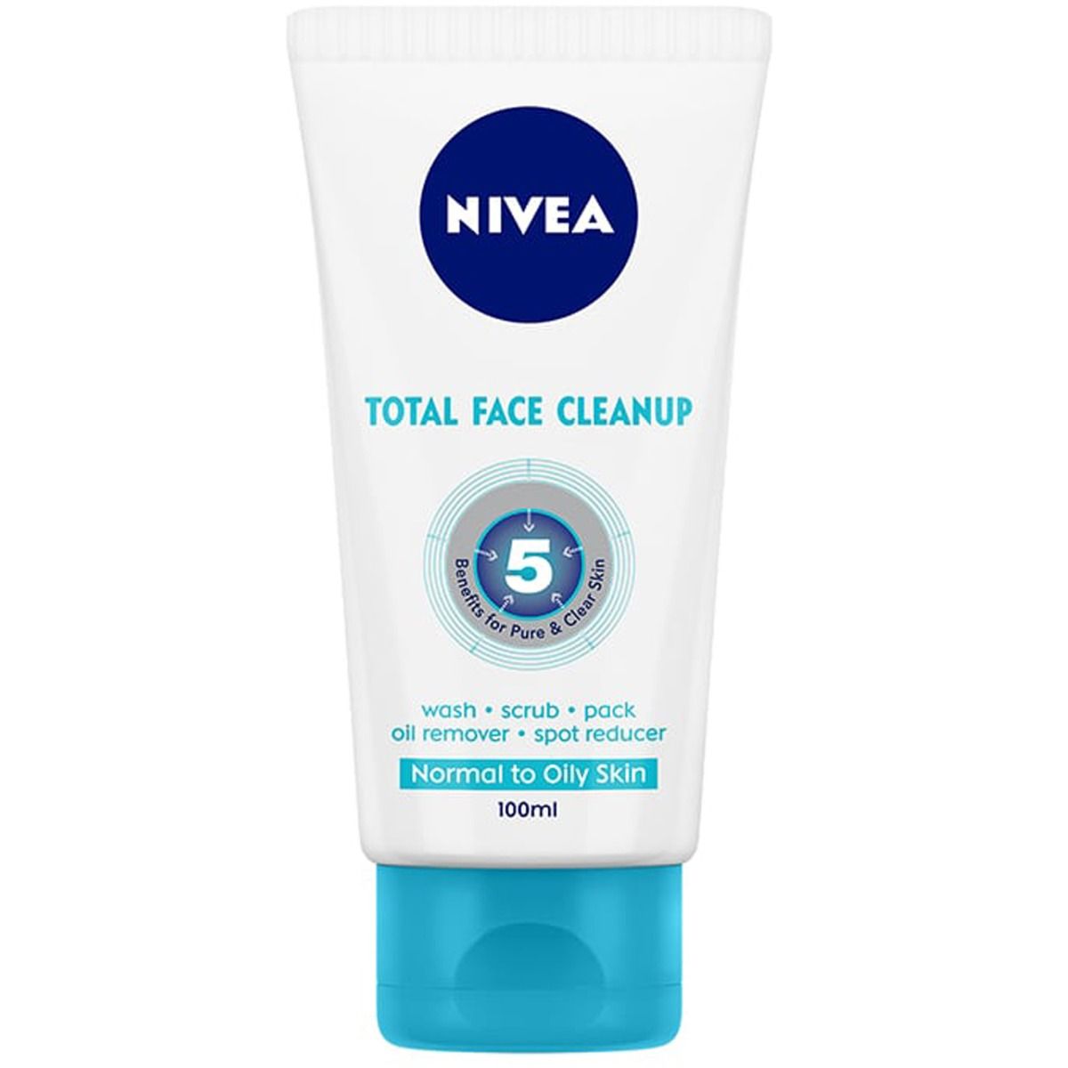 Nivea Total Face Cleanup Face Wash For Normal to Oily Skin, 100 ml