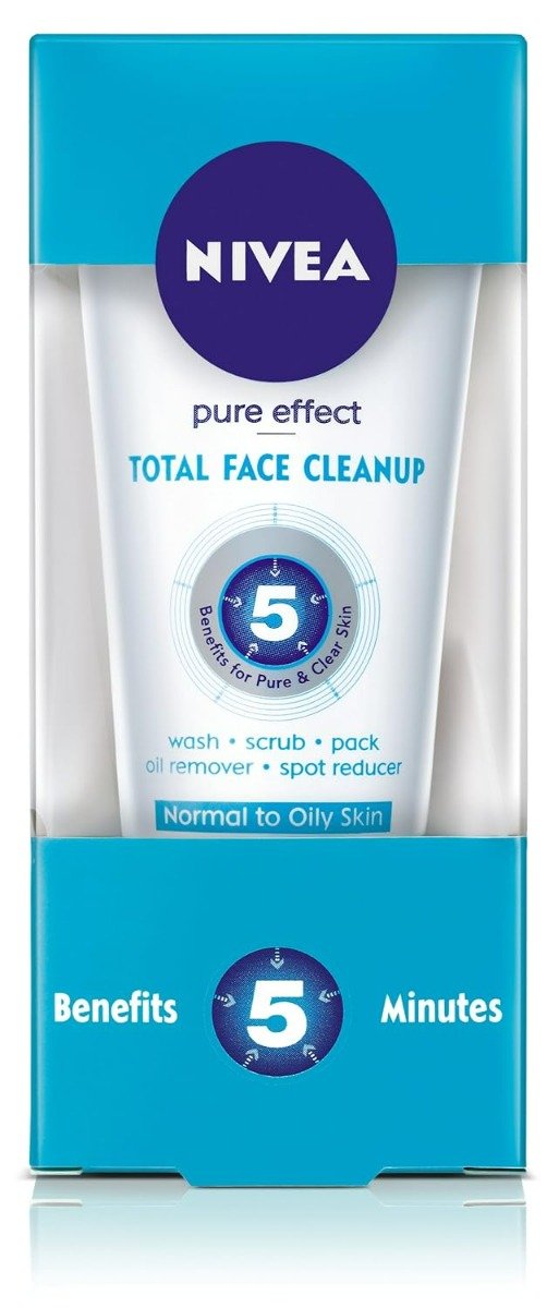 Nivea Pure Effect Total Face Cleanup Face Wash for Normal to Oily Skin, 150 ml, Pack of 1 Nivea Pure Effect Total Face Cleanup Face Wash for Normal to Oily Skin, 150 ml, Pack of 1