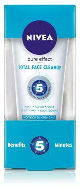 Nivea Pure Effect Total Face Cleanup Face Wash for Normal to Oily Skin, 150 ml, Pack of 1