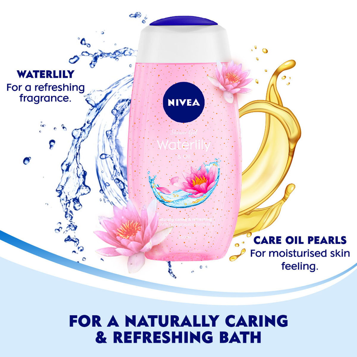 Nivea Waterlily & Oil Shower Gel 250 ml | Care Oil Pearls With Waterlily Fragrance | Cleanses & Moisturises Skin, Pack of 1 Nivea Waterlily & Oil Shower Gel 250 ml | Care Oil Pearls With Waterlily Fragrance | Cleanses & Moisturises Skin, Pack of 1