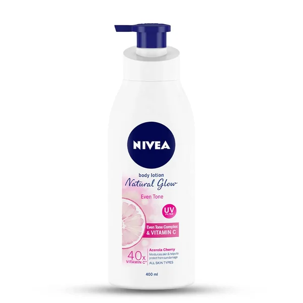 Nivea Natural Glow Even Tone Moisturising Body Lotion 400 ml | With Camu Camu & Acerola Cherry | 40 X Vitamin C | Moisturises Skin | With Uv Filters For UV Protection | For All Skin Types