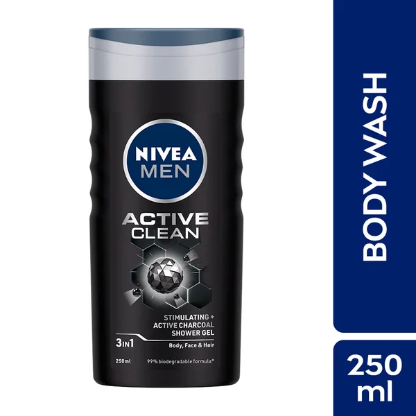 Nivea Men Active Clean Shower Gel, 250 ml, Pack of 1