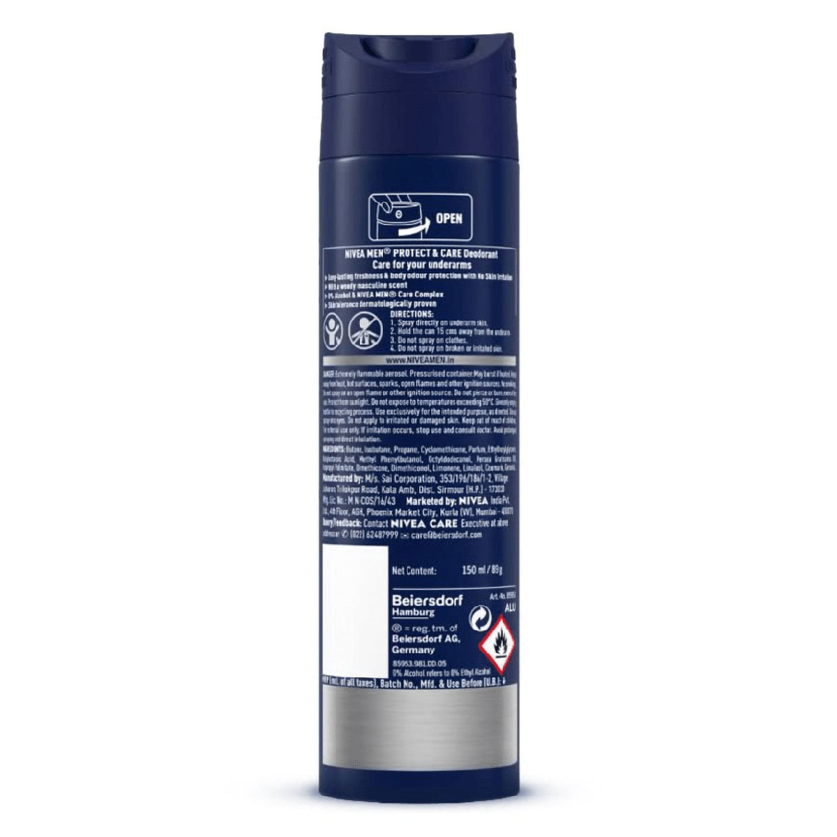 Nivea Men Protect & Care Deodorant Spray, 150 ml, Pack of 1 Nivea Men Protect & Care Deodorant Spray, 150 ml, Pack of 1