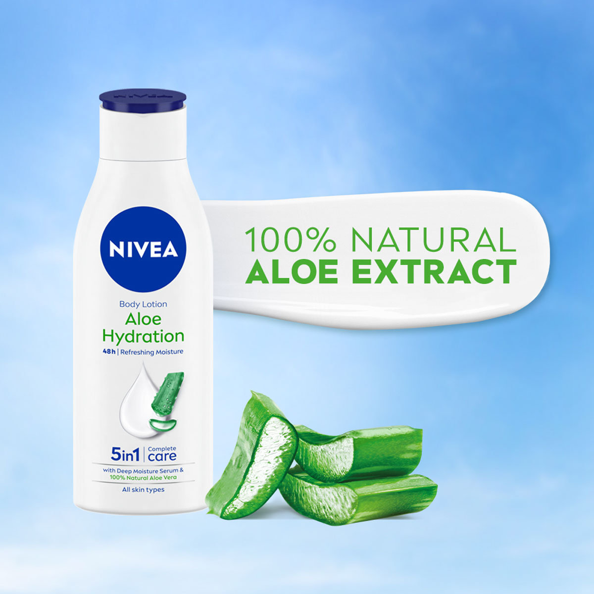 Nivea Aloe Hydration Moisturising Body Lotion 200 ml | 100% Natural Aloe Vera | With Deep Moisture Serum | Refreshing Hydration | 48 Hrs Of Moisturization | Non Sticky | For All Skin Type, Pack of 1 Nivea Aloe Hydration Moisturising Body Lotion 200 ml | 100% Natural Aloe Vera | With Deep Moisture Serum | Refreshing Hydration | 48 Hrs Of Moisturization | Non Sticky | For All Skin Type, Pack of 1