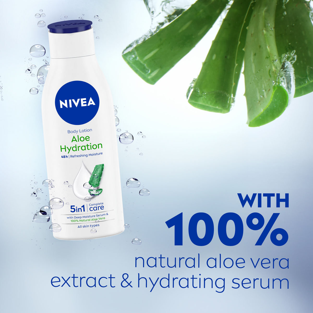 Nivea Aloe Hydration Moisturising Body Lotion 200 ml | 100% Natural Aloe Vera | With Deep Moisture Serum | Refreshing Hydration | 48 Hrs Of Moisturization | Non Sticky | For All Skin Type, Pack of 1 Nivea Aloe Hydration Moisturising Body Lotion 200 ml | 100% Natural Aloe Vera | With Deep Moisture Serum | Refreshing Hydration | 48 Hrs Of Moisturization | Non Sticky | For All Skin Type, Pack of 1