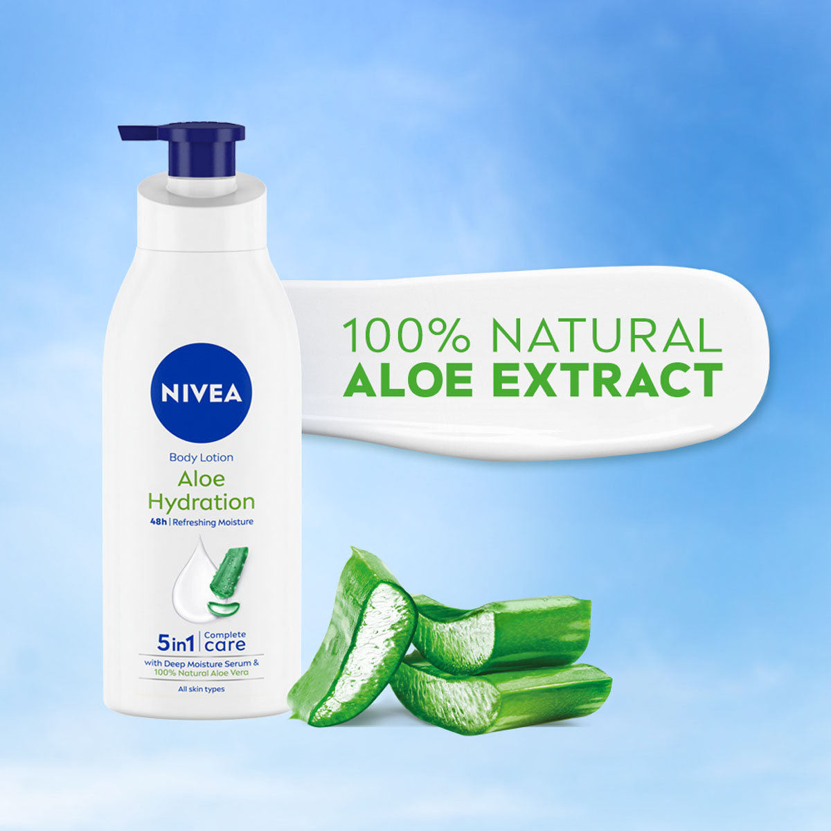 Nivea Aloe Hydration Moisturising Body Lotion 400 ml | 100% Natural Aloe Vera | With Deep Moisture Serum | Refreshing Hydration | 48 Hrs Of Moisturization | Non Sticky | For All Skin Type, Pack of 1 Nivea Aloe Hydration Moisturising Body Lotion 400 ml | 100% Natural Aloe Vera | With Deep Moisture Serum | Refreshing Hydration | 48 Hrs Of Moisturization | Non Sticky | For All Skin Type, Pack of 1