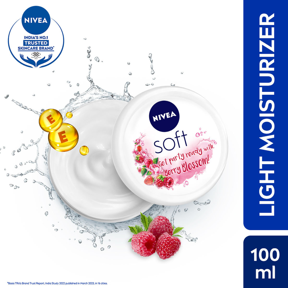 Nivea Soft Berry Blossom Cream 100 ml | Vitamin E, Jojoba Oil With Berry Blossom Scent | Instant Hydration | For Soft, Supple Skin | Face, Hands, Body All Purpose Cream | All Season Cream | Non Greasy | For All Skin Type, Pack of 1 Nivea Soft Berry Blossom Cream 100 ml | Vitamin E, Jojoba Oil With Berry Blossom Scent | Instant Hydration | For Soft, Supple Skin | Face, Hands, Body All Purpose Cream | All Season Cream | Non Greasy | For All Skin Type, Pack of 1