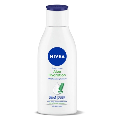 Nivea Aloe Hydration Moisturising Body Lotion for All Skin Types, 120 ml, Pack of 1