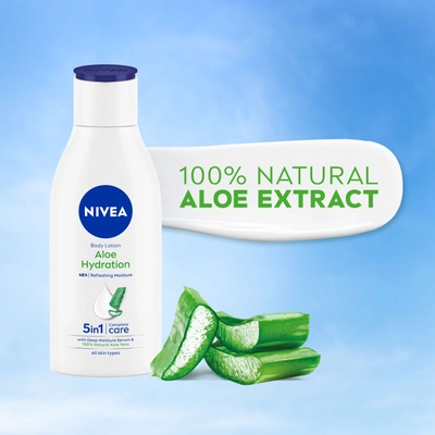 Nivea Aloe Hydration Moisturising Body Lotion for All Skin Types, 120 ml, Pack of 1