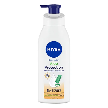 Nivea Aloe Protection SPF 15 Moisturising Body Lotion for All Skin Types, 400 ml