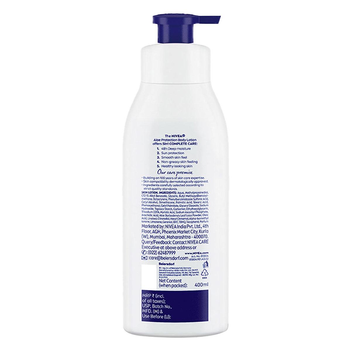 Nivea Aloe Protection SPF 15 Moisturising Body Lotion for All Skin Types, 400 ml, Pack of 1 Nivea Aloe Protection SPF 15 Moisturising Body Lotion for All Skin Types, 400 ml, Pack of 1