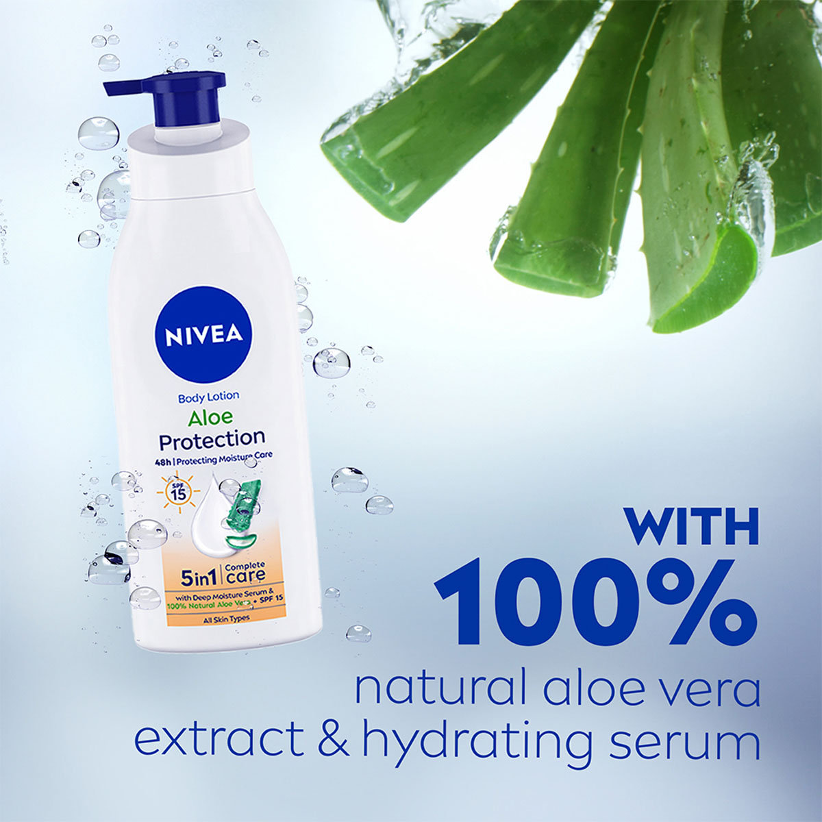 Nivea Aloe Protection SPF 15 Moisturising Body Lotion for All Skin Types, 400 ml, Pack of 1 Nivea Aloe Protection SPF 15 Moisturising Body Lotion for All Skin Types, 400 ml, Pack of 1