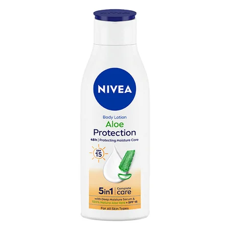 Nivea Aloe Protection SPF 15 Moisturising Body Lotion for All Skin Types, 200 ml