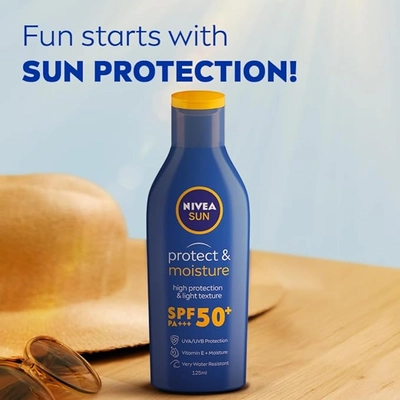 Nivea Sun Protect &amp; Moisture SPF 50+ PA+++ Lotion, 125 ml, Pack of 1