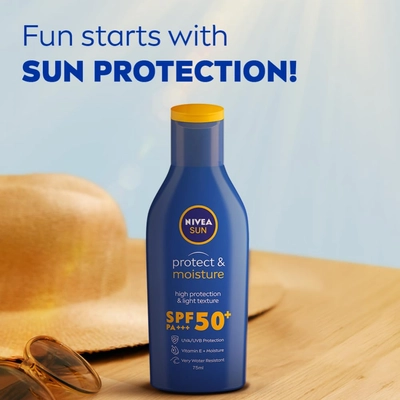 Nivea Sun Protect &amp; Moisture SPF 50+ PA+++ Lotion, 75 ml, Pack of 1