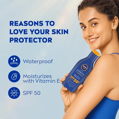 Nivea Sun Protect &amp; Moisture SPF 50+ PA+++ Lotion, 75 ml, Pack of 1