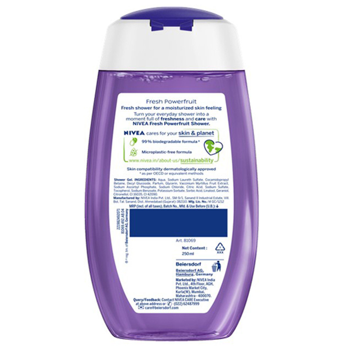Nivea Fresh Powerfruit Shower Gel, 250 ml, Pack of 1 Nivea Fresh Powerfruit Shower Gel, 250 ml, Pack of 1