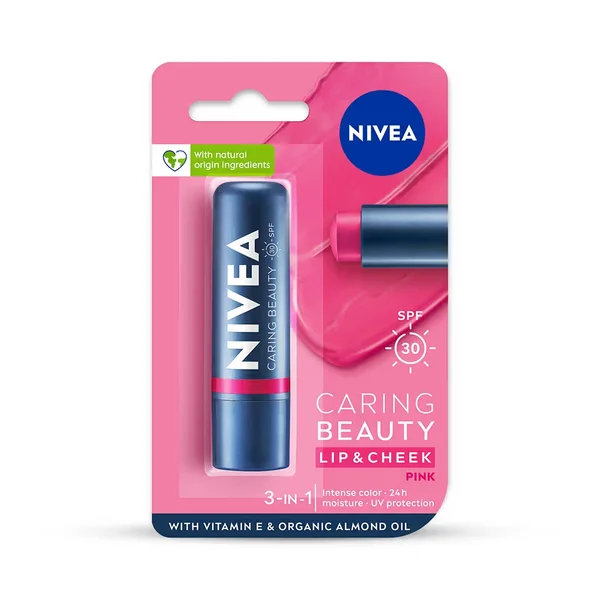 Nivea Caring Beauty SPF 30 Pink Lip & Cheek Balm, 4.8 gm