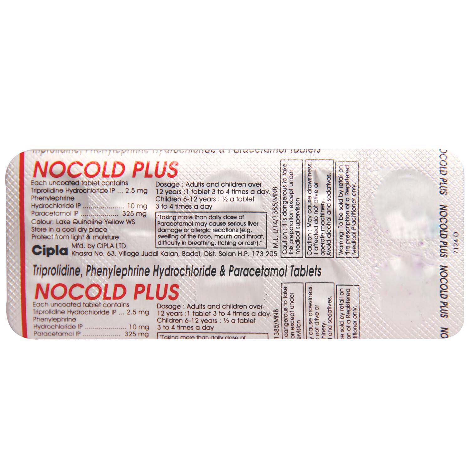 NOCOLD PLUS TABLET, Pack of 10 TABLETS NOCOLD PLUS TABLET, Pack of 10 TABLETS