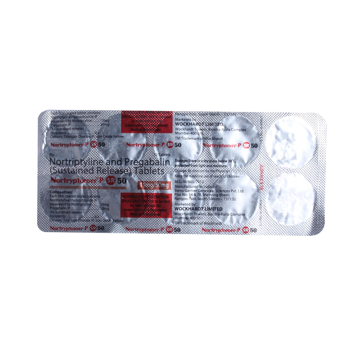 Nortryptomer-P SR 50 Tablet 10's, Pack of 10 TabletS Nortryptomer-P SR 50 Tablet 10's, Pack of 10 TabletS