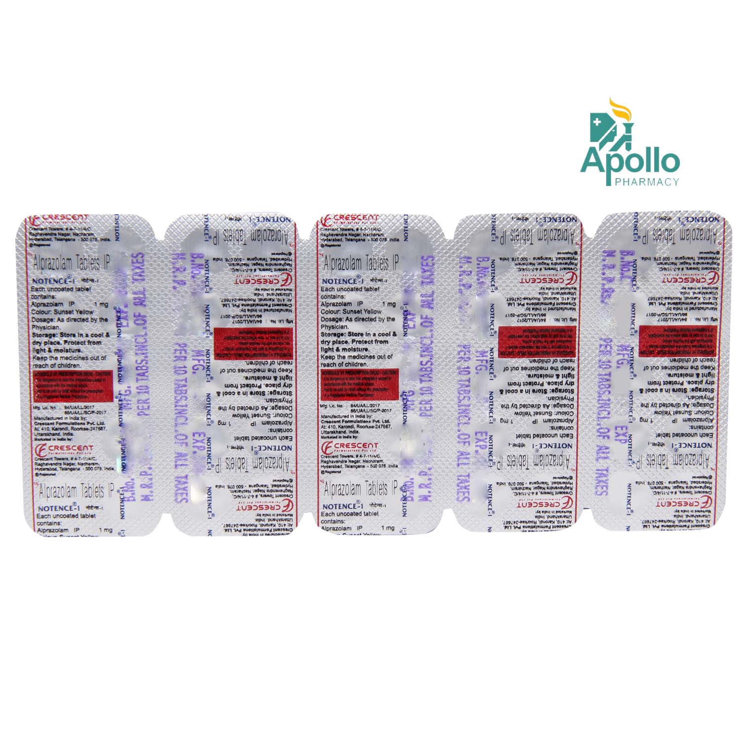 NOTENCE 1MG TABLET, Pack of 10 TABLETS NOTENCE 1MG TABLET, Pack of 10 TABLETS